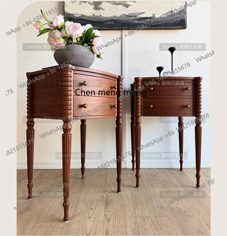 Medieval tall Roman column cabinet American retro bedside table Master bedroom bedside table Customized furniture