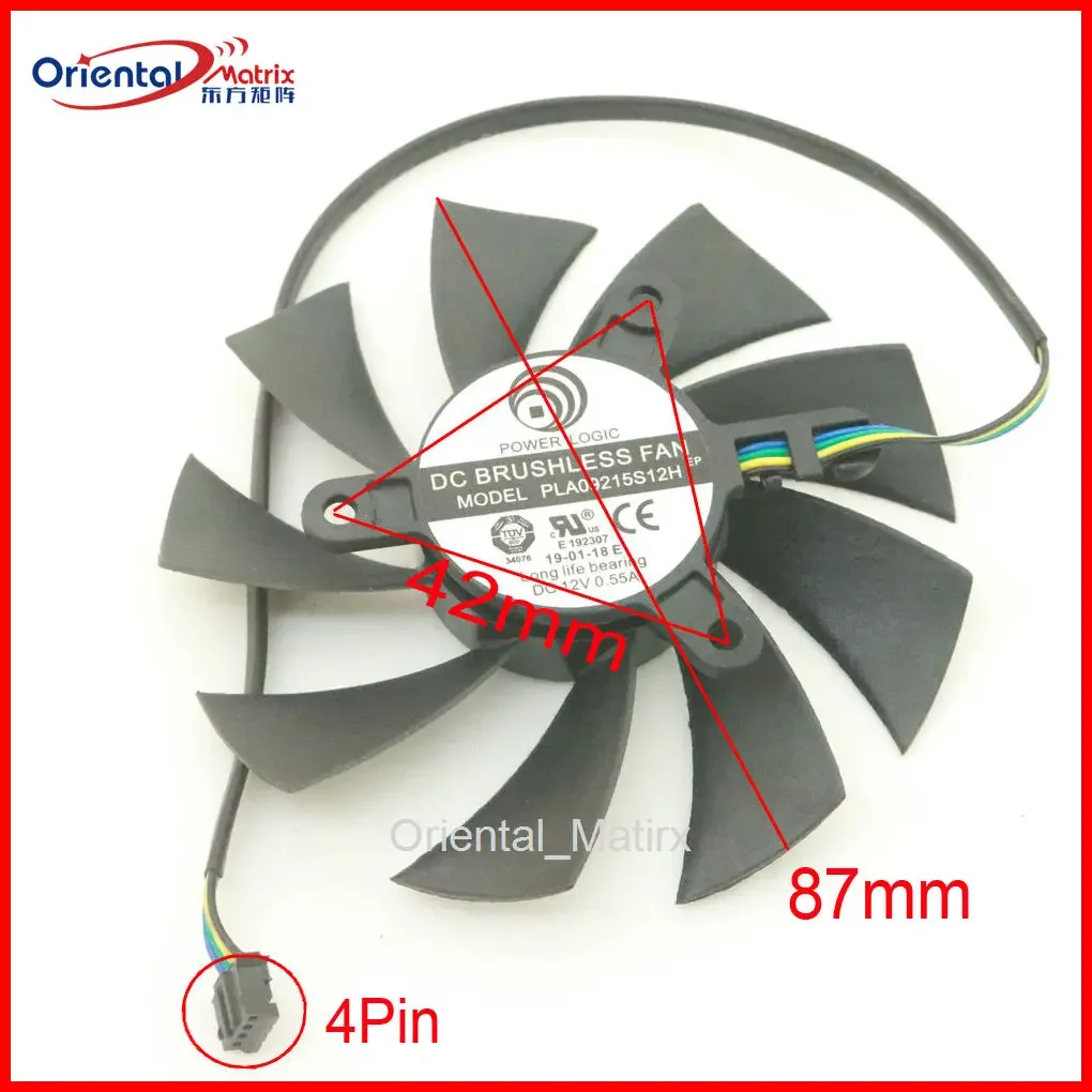 PLA09215S12H 12V 0.55A 87mm 4Wire 4Pin For MSI N450 460 6870 6790 6770 Graphics Card Cooling Fan