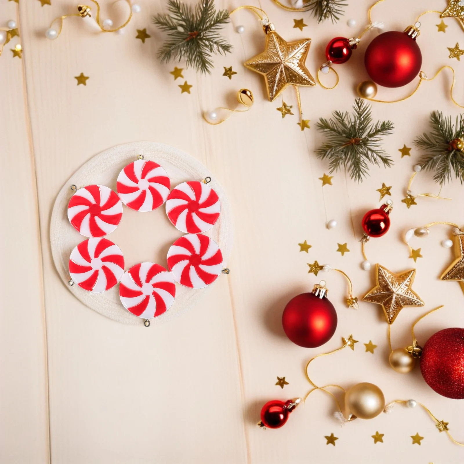 

50Pcs Christmas Candy Decor Red White Lollipop Pendants Xmas Tree Hanging Ornaments Festive Holiday Decorations