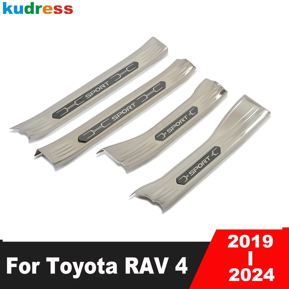 

For Toyota RAV4 RAV 4 2019-2023 2024 Steel Inner Door Sill Scuff Plate Cover Trim Welcome Pedal Protector Gurad Car Accessories