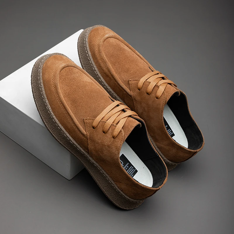 

Autumn and winter men's shoes, Japanese retro men's casual shoes, suede versatile thick soled board shoes, trendy shoes 231079
