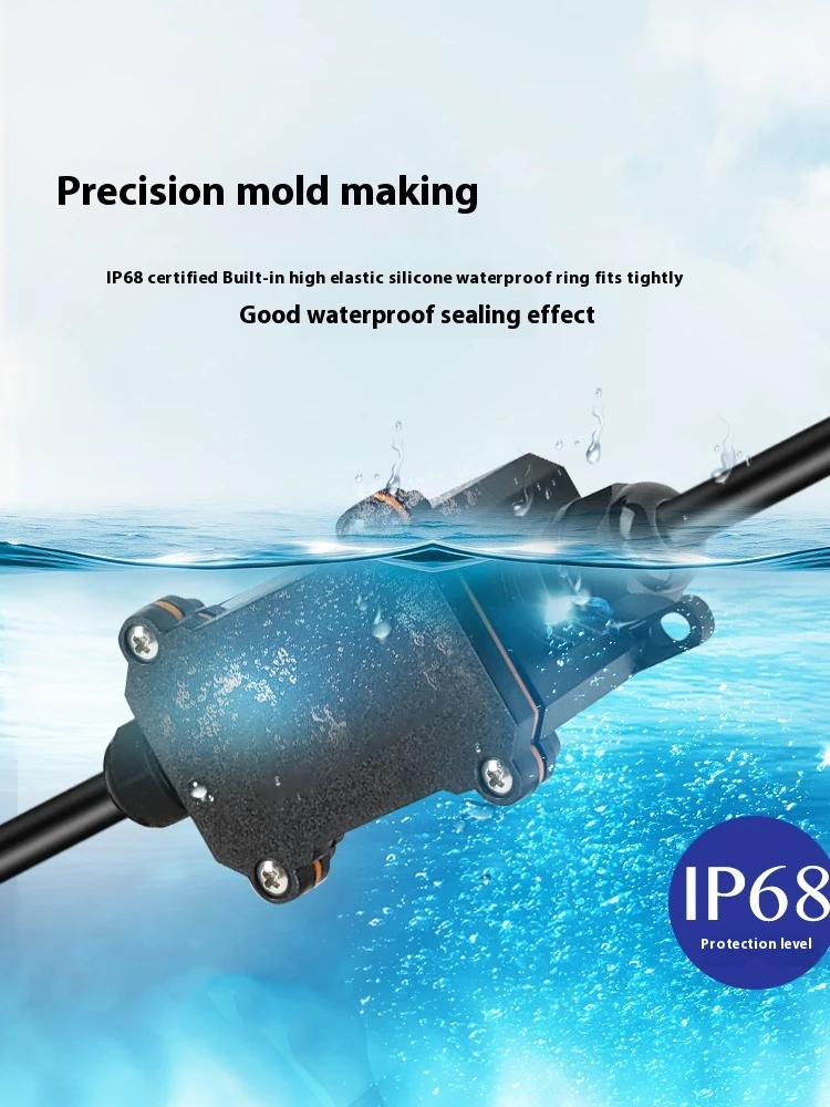 Outdoor Power Cable Waterproof Box Junction Box Threading Box Quick Wiring Terminal Can Be Buried in Water IP68