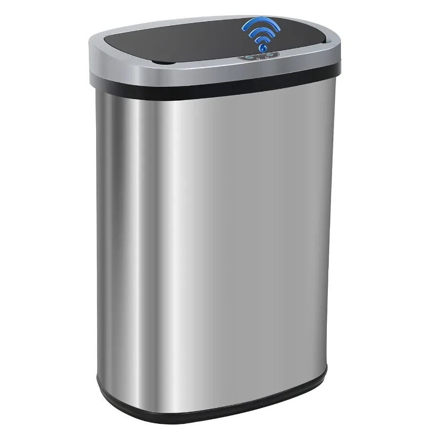 

13 Gallon Stainless Steel Touchless Garbage Trash Can with Motion Sensor for Indoor Use Silver