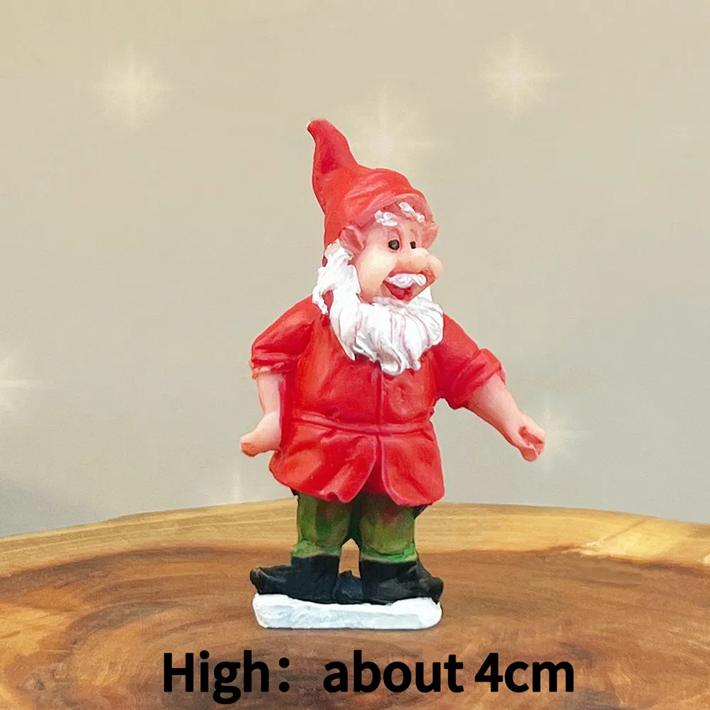 Christmas Santa & Elf Resin Mini Figurine, Winter Village Desktop Ornament