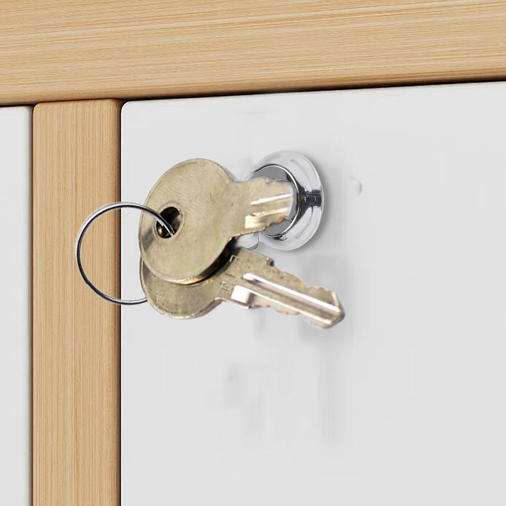 Round Disc Key File Cabinet Lock 180-degree Key Rotation for triple Locking Mechanism Tool-free Installation Zinc Alloy