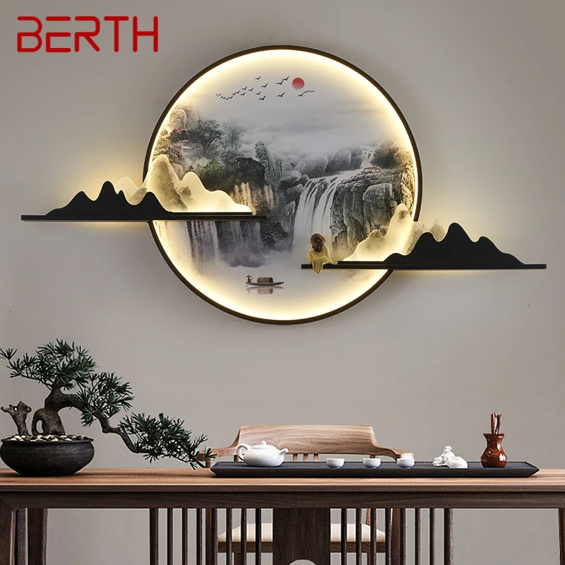 

BERTH Modern Wall Picture Light LED Chinese Creative Circular Landscape Mural Sconce Lamp For Home Living Bedroom Study