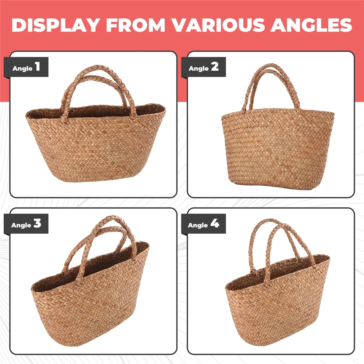 

AAAL Casual Straw Bag Natural Wicker Tote Bags Women Braided Handbag For Garden Handmade Mini Woven Rattan Bags