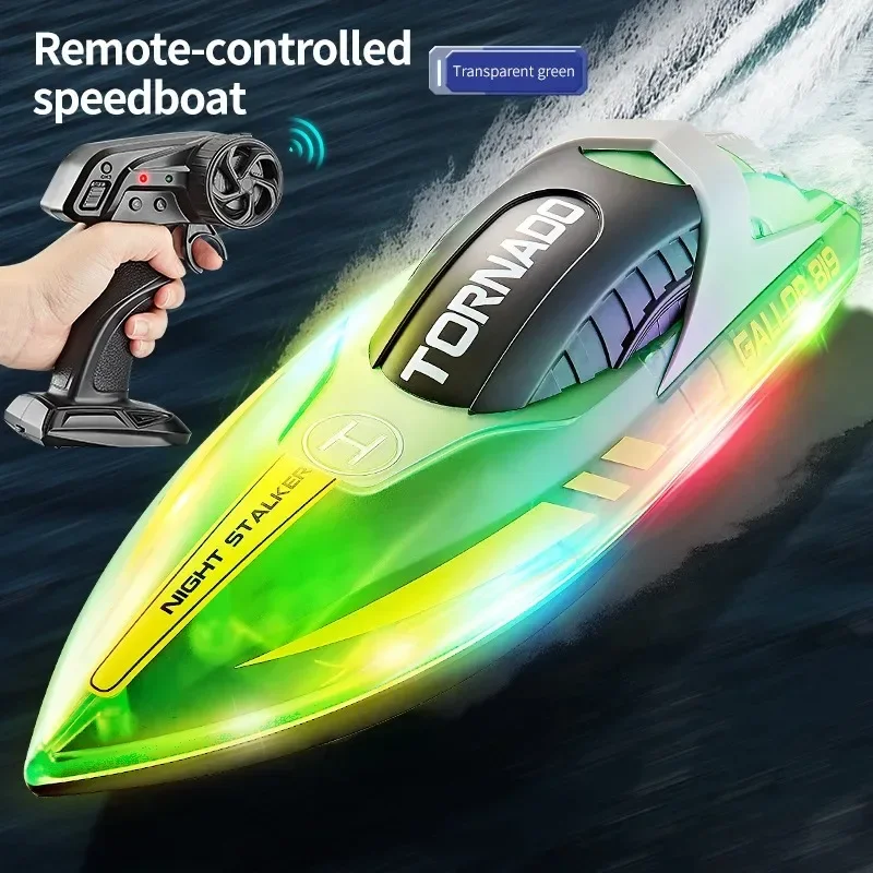 HXJ HJ819 RC Boat 2.4G Speedboat Led Light Waterproof Double Motor Radio Controlled Ship High Speed Summer Outdooer Water Toys