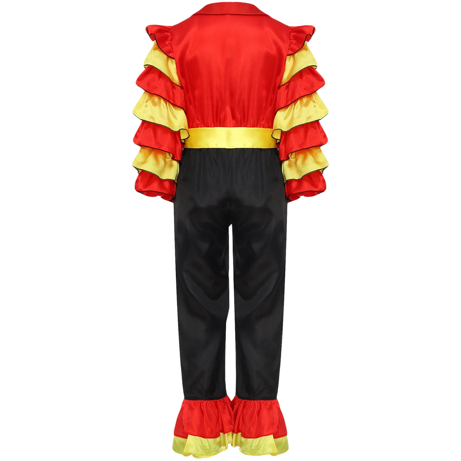 Kids Boys Girls Tiered Ruffle Jazz Dance Bodysuit High Waist Flared Jumpsuit Retro Ballroom Dance Wear Stage Performance Costume - Image 2
