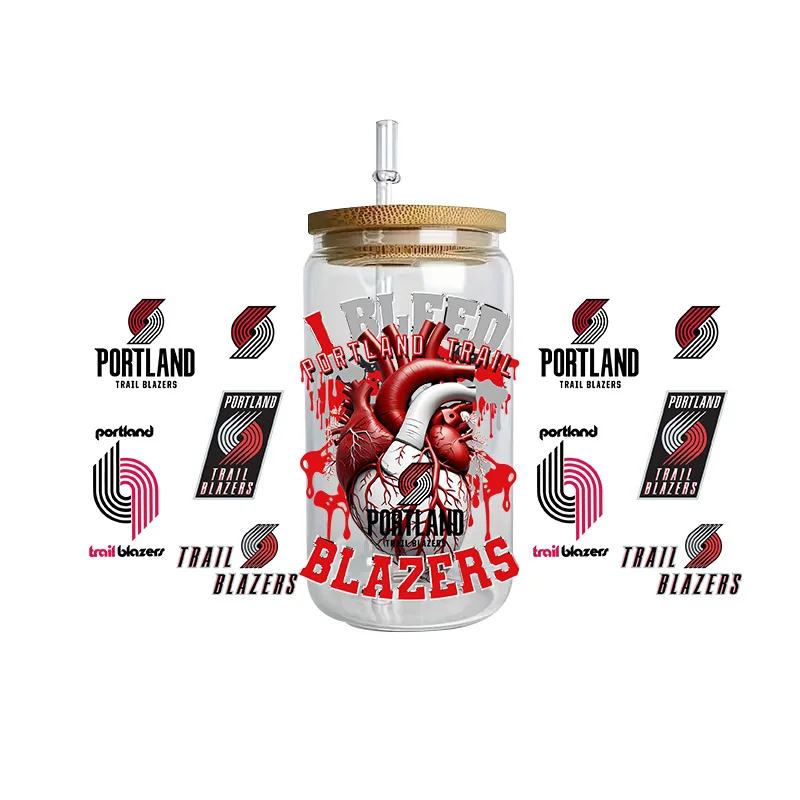 Basketball Team Series Easy peel waterproof DIY Decals 3D transfers uvdtf crystal stickers 16oz uv dtf cup wraps for Glasses