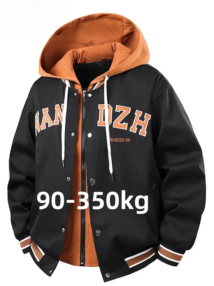 

American Sle Men's Loose Casual Hooded Jaet Fake Two-Piece Outerwear Spring Autumn New Faion Brand ular Loose Fit