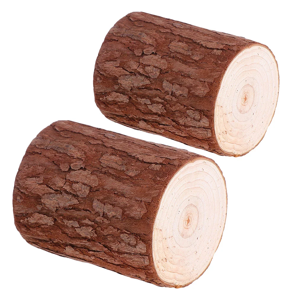 2 Pcs Woody Toy Wooden Pile Ornaments Stump Displays Fake Tree for Decoration Miniature Light Brown Faux