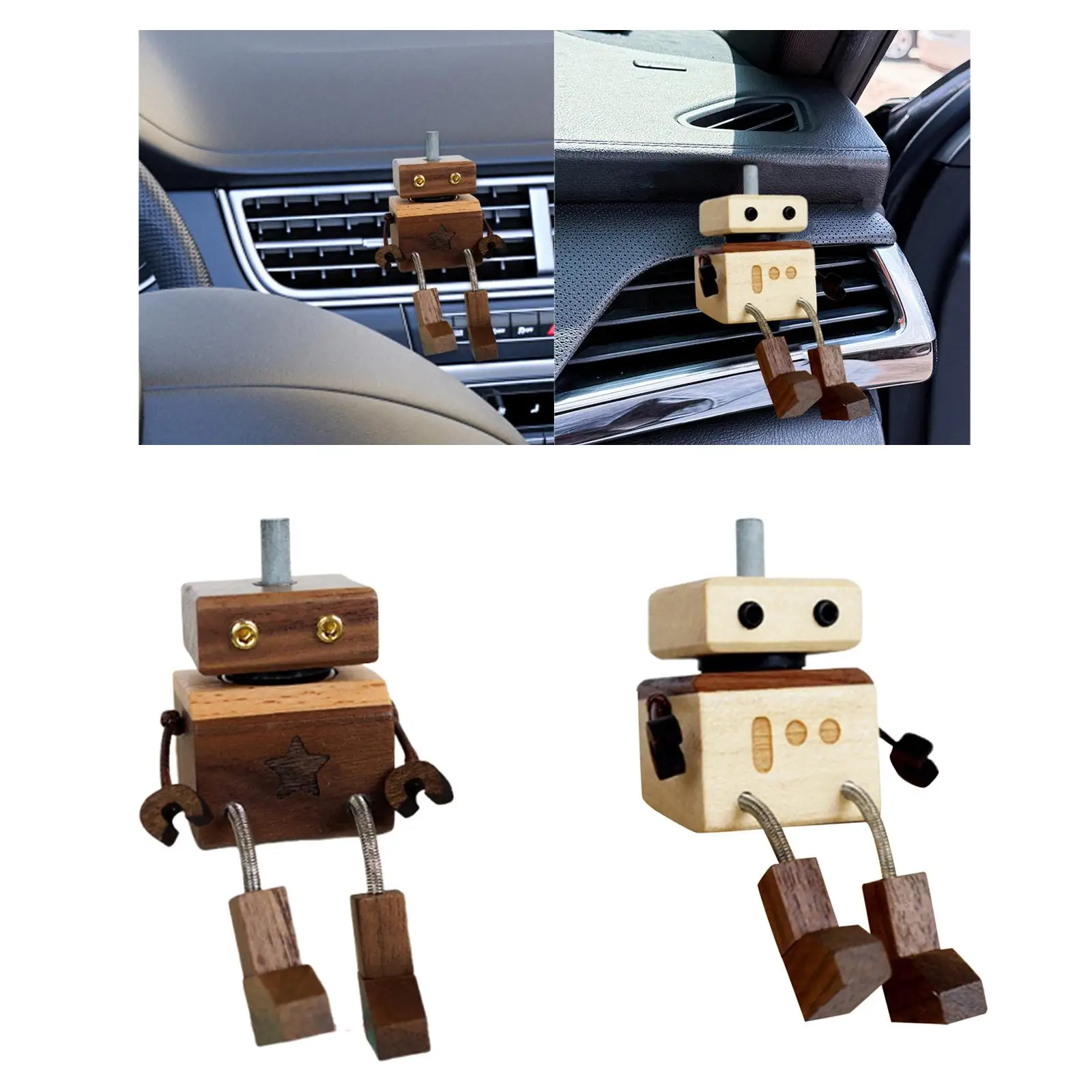Robot Shaped Car Aroma Diffuser Wooden Essential Oil Perfume Bottle Refillable Air Freshener for Home and Auto