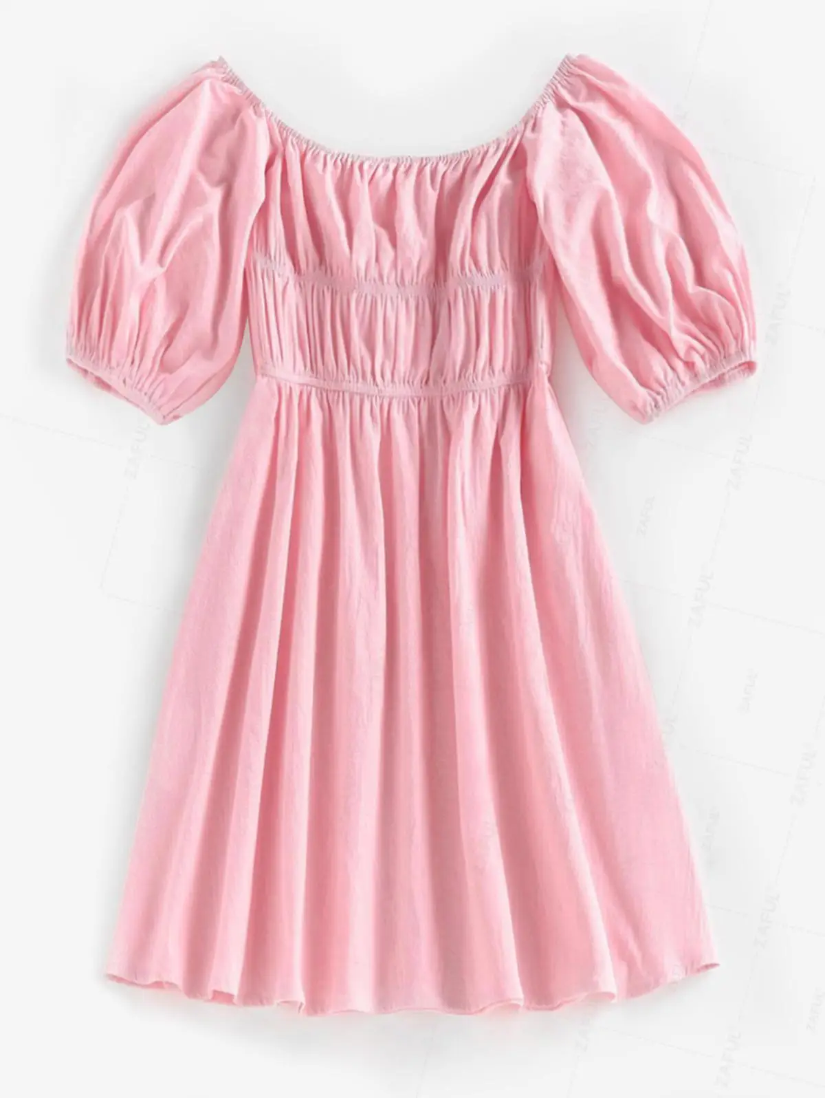 ZAFUL Ruched Puff Sleeve Off Shoulder Dress