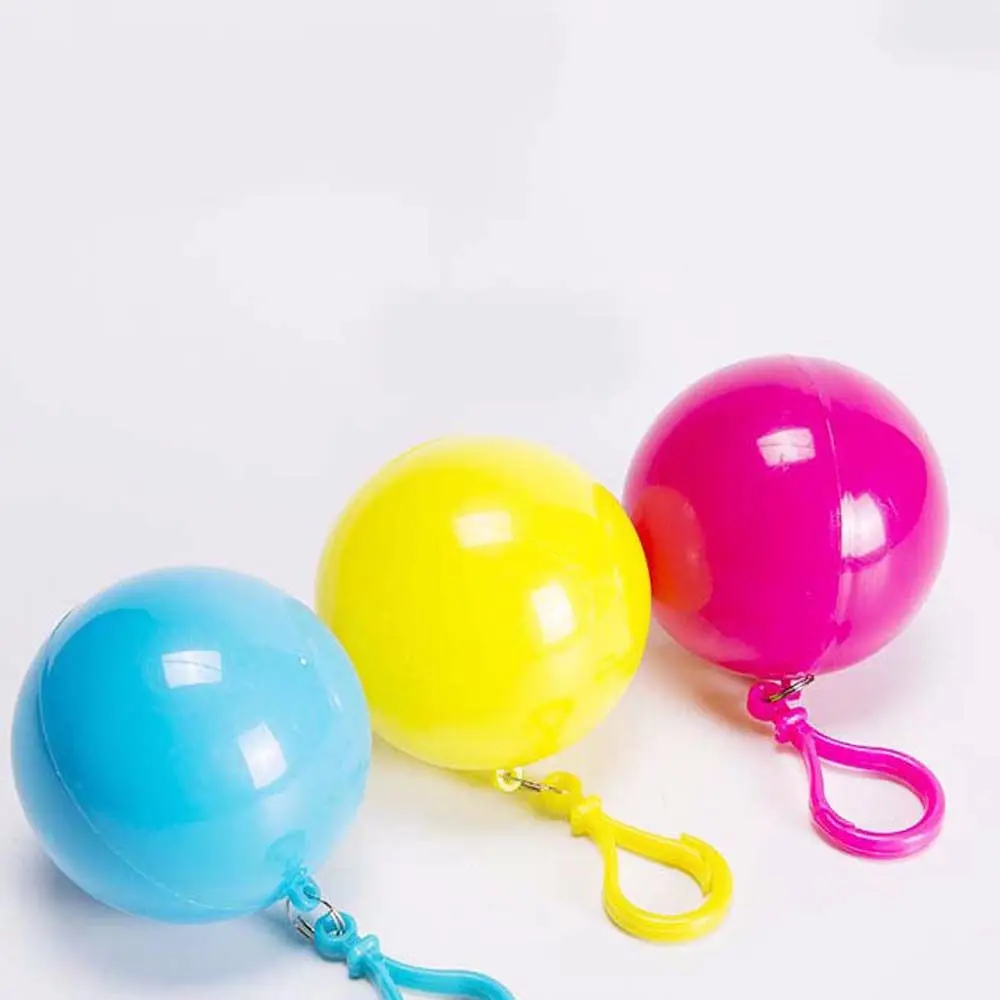 Disposable Outdoor Camping Ball Keyring Key Chain Outdoor Rainwear Rain Cover Raincoat Ball Hooded Ponchos