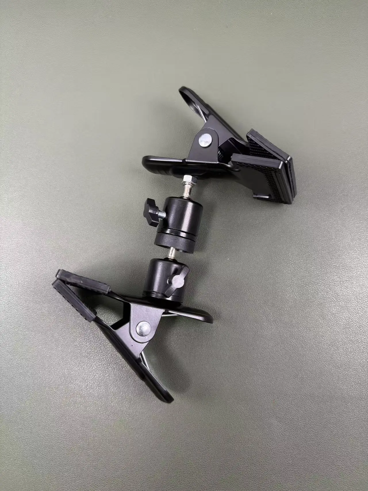 Universal Double Headed Clamp Pan Tilt Rotating Desktop Stand - Powerful Stable Circular Tube Fixture for Multi-angle Adjustment view 2