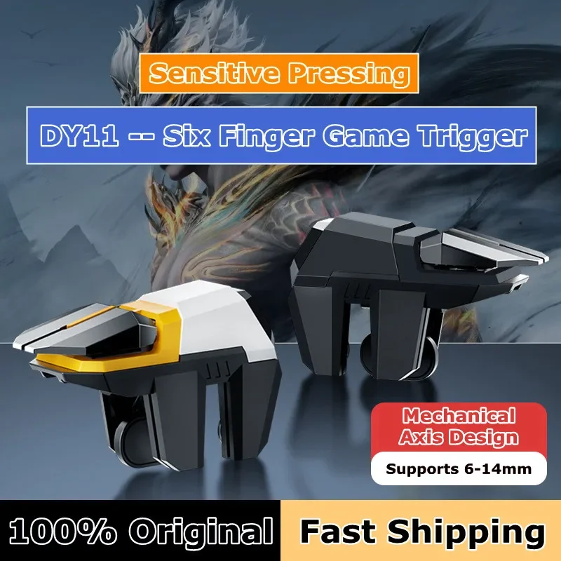 2025 NEW Six Fingers Mobile PUBG Game Trigger DY11 ABS+Alloy L1 R1 Key Button for IOS Android Universal Phone Gamepad Controller