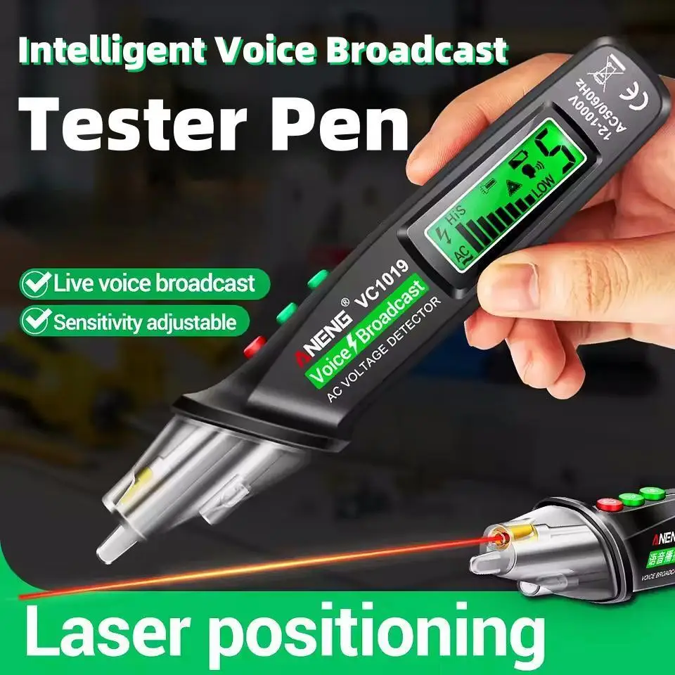 

12 В-1000 В интеллектуальный тестер голосового вещания, ручка, детектор электрического провода, инфракрасный датчик, тестер напряжения позиционирования ﻿