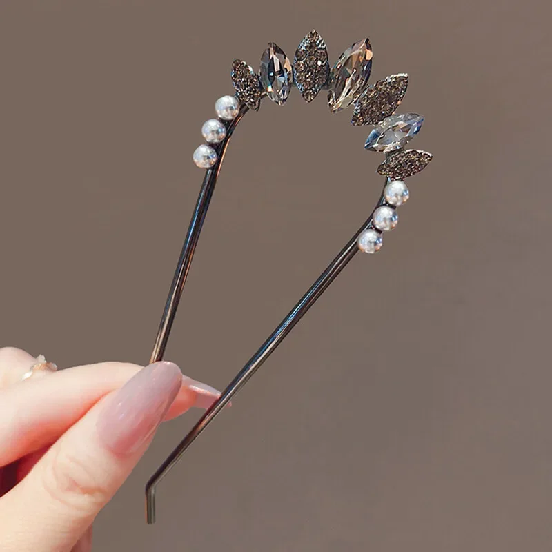 Frankreich Stil Perle Kristall Haarnadel für Frauen Einfache Metall U-förmigen Haarspange Elegante Antike Braut Kopfbedeckung Haarschmuck