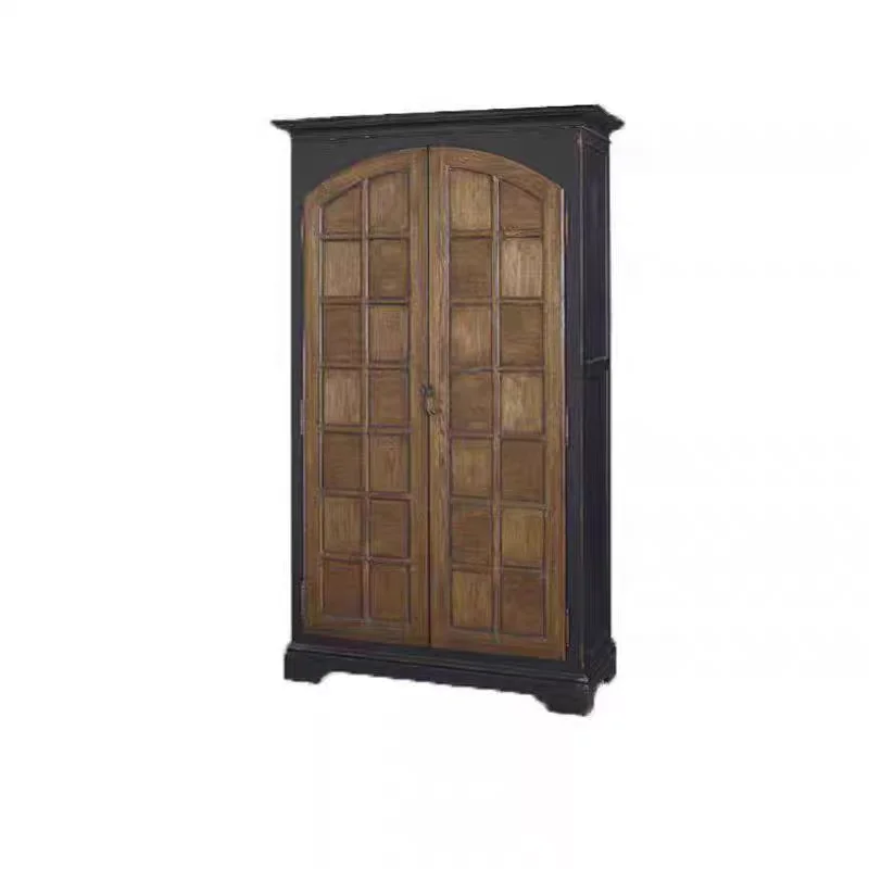 

Американский сельский ретро шкаф из цельного дерева, французский старый дисплей, простая двойная дверная шкафчик для главной спальни