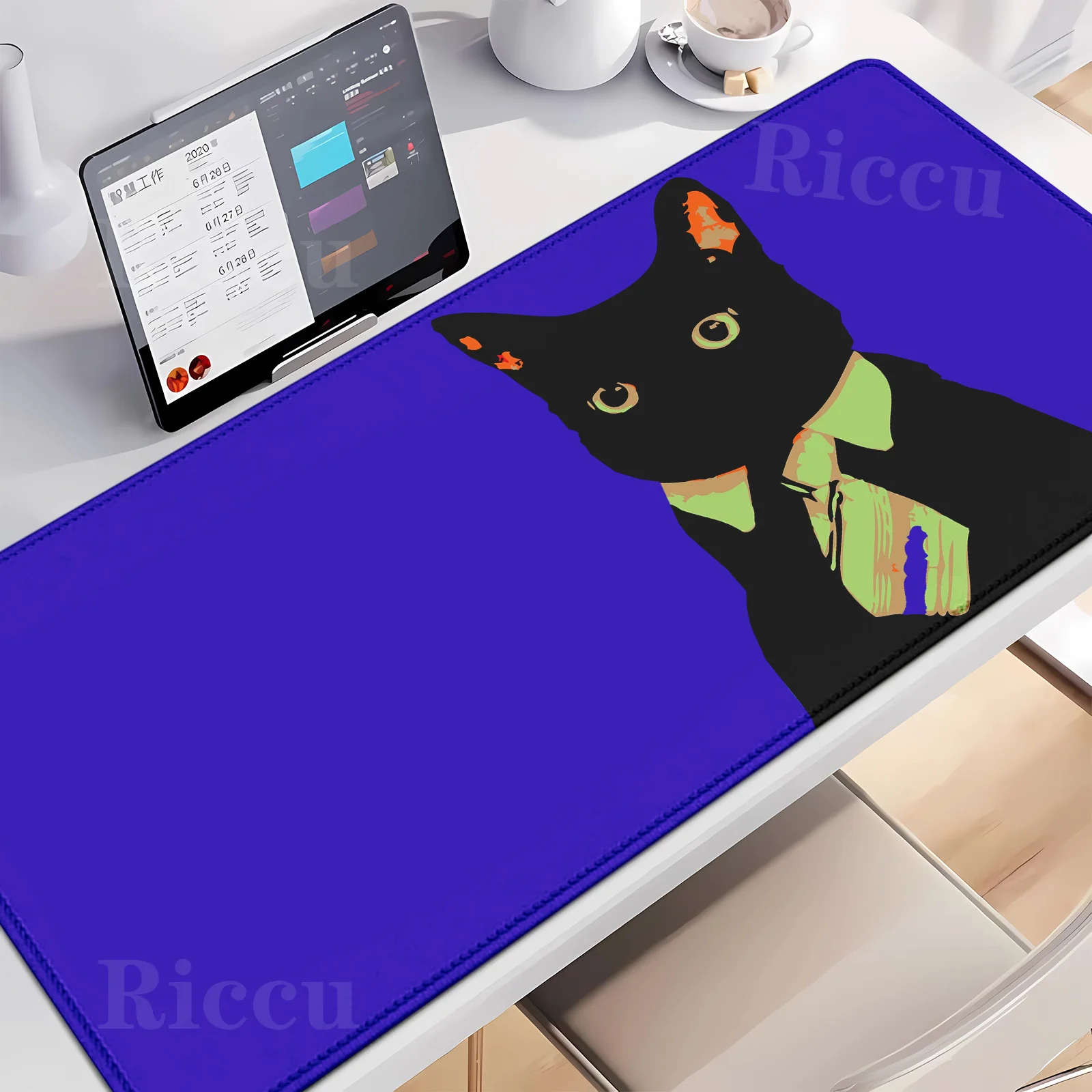 

HD PC Gamer Cute Black Kitten Large Mouse Pad Non-Slip Gaming Accessories Computer Mat Laptop Keyboard Kawaii Rubber Mouse pad