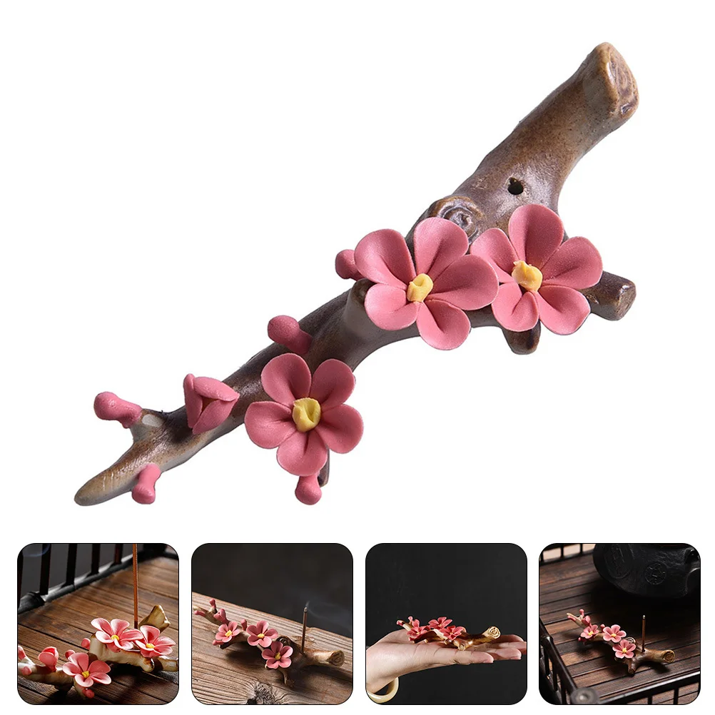 

Ceramic Plum Blossom Incense Burner Small Elegant Holder for Bedroom Study Sauna Room Desktop Incense Stick Holder Decoration