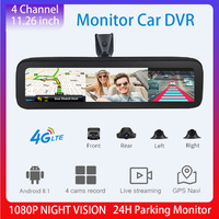 2GB+32GB Android Dash Cam Support 4G 4 Lens Mirror Cameras  HD 1080P Auto Camera GPS WIFI ADAS Car DVR Support 512GB