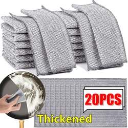 20/1pcs Steel Wire Wipes Double-side Scouring Pad Cloths Kitchen Dish Wash Cleaning Rags Non-Scratch Scrubber Thicken Mesh Towel