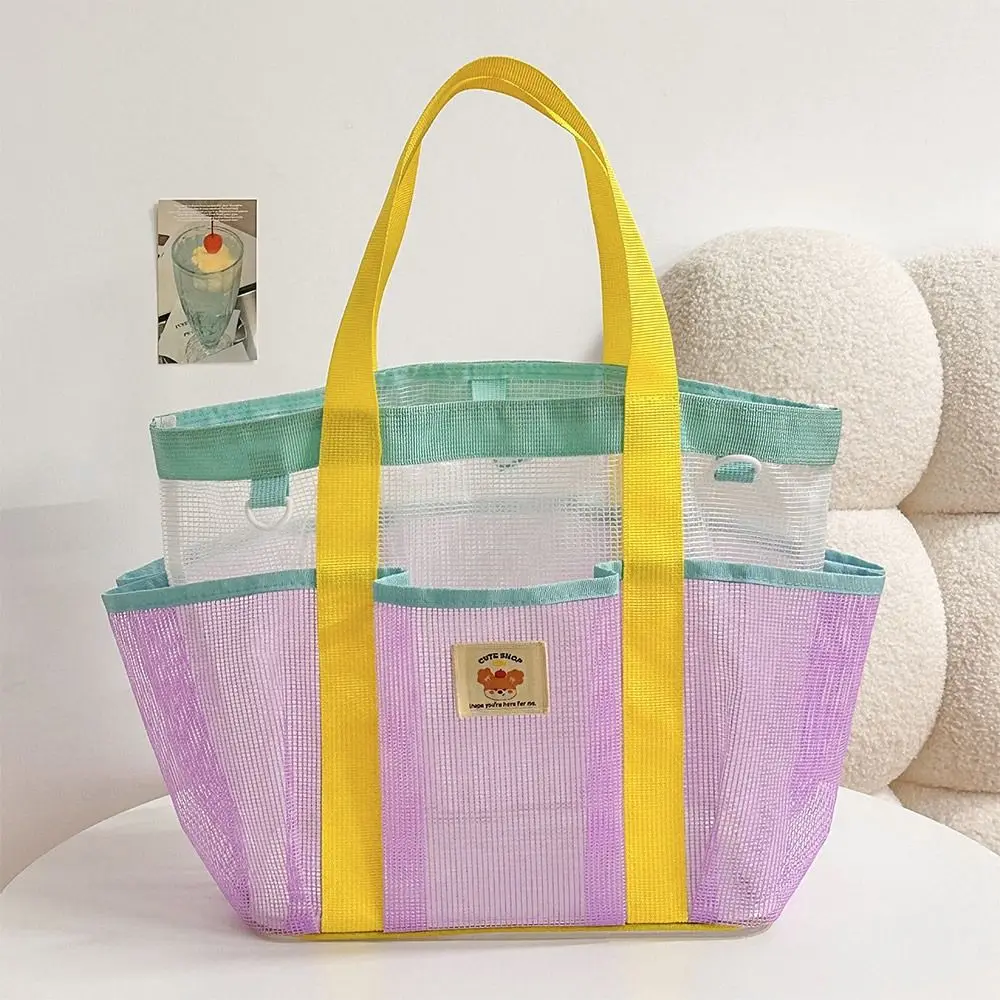 Robuste Mesh-Tragetasche mit mehreren Taschen, großes Fassungsvermögen, tragbare Schwimmtasche, tragbare Strandtasche für den Sommer – Detail 11