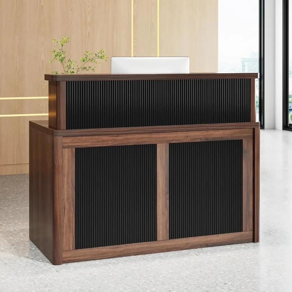 

Reception Desk with Counter, 47 Inch Small Reception Room Table Office Front Desk, Retail Checkout Counter for Lobby, Salon