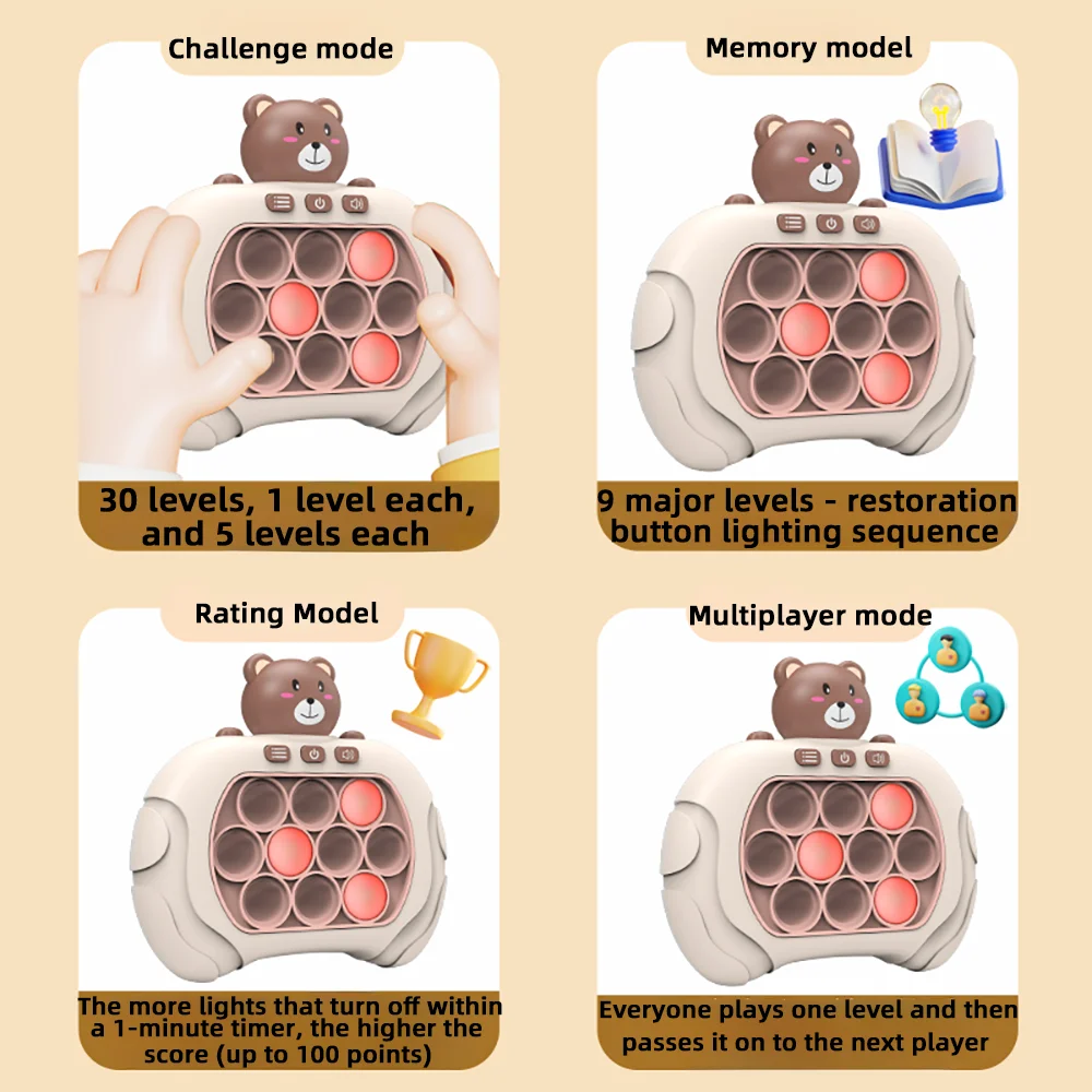 Модернизированная электронная игра Pop Push Quick Push, консоль уровня 9999, подходит для взрослых и детей, игрушки-непоседа, рождественские игрушки