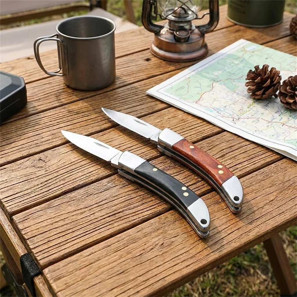 Wooden Handle Portable Sharp Cutter Rust-resistant Stainless Steel Outdoor Folding Cutter Multi-purpose High Hardness
