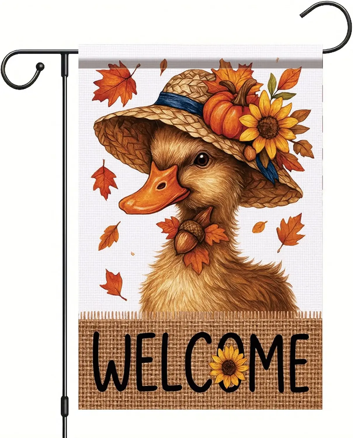 Thanksgiving Fall Garden Flag Duck Flag 12x18 Inch Double-Sided Pumpkin Sunflower Leaf Yard Banner Autumn Outdoor Decor for  PPZ