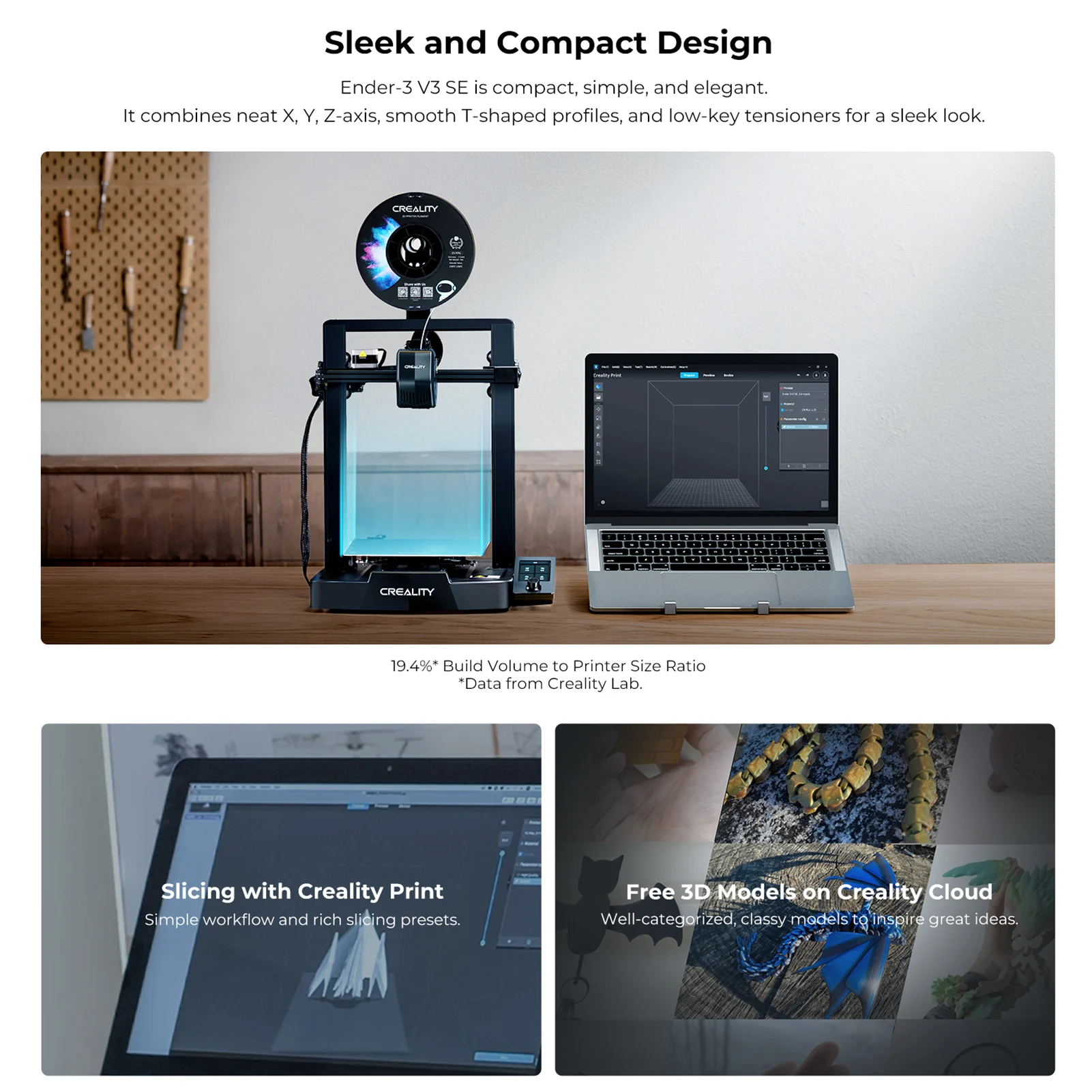 طابعة Creality Ender-3 V3 SE ثلاثية الأبعاد مع التسوية التلقائية CR Touch مقاس 220 * 220 * 250 مم وحجم الطباعة Sprite Direct Extruder Dual Z-axis #6