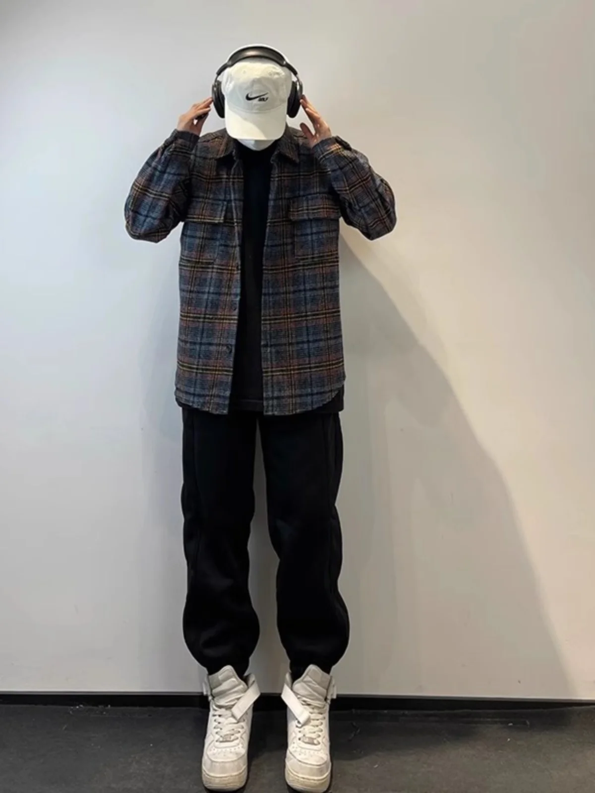 Men's Woolen Plaid Shirt Autumn Winter New Style Retro Japanese 2024 New High-End Tartan Miniature Fragrance Wind Coat