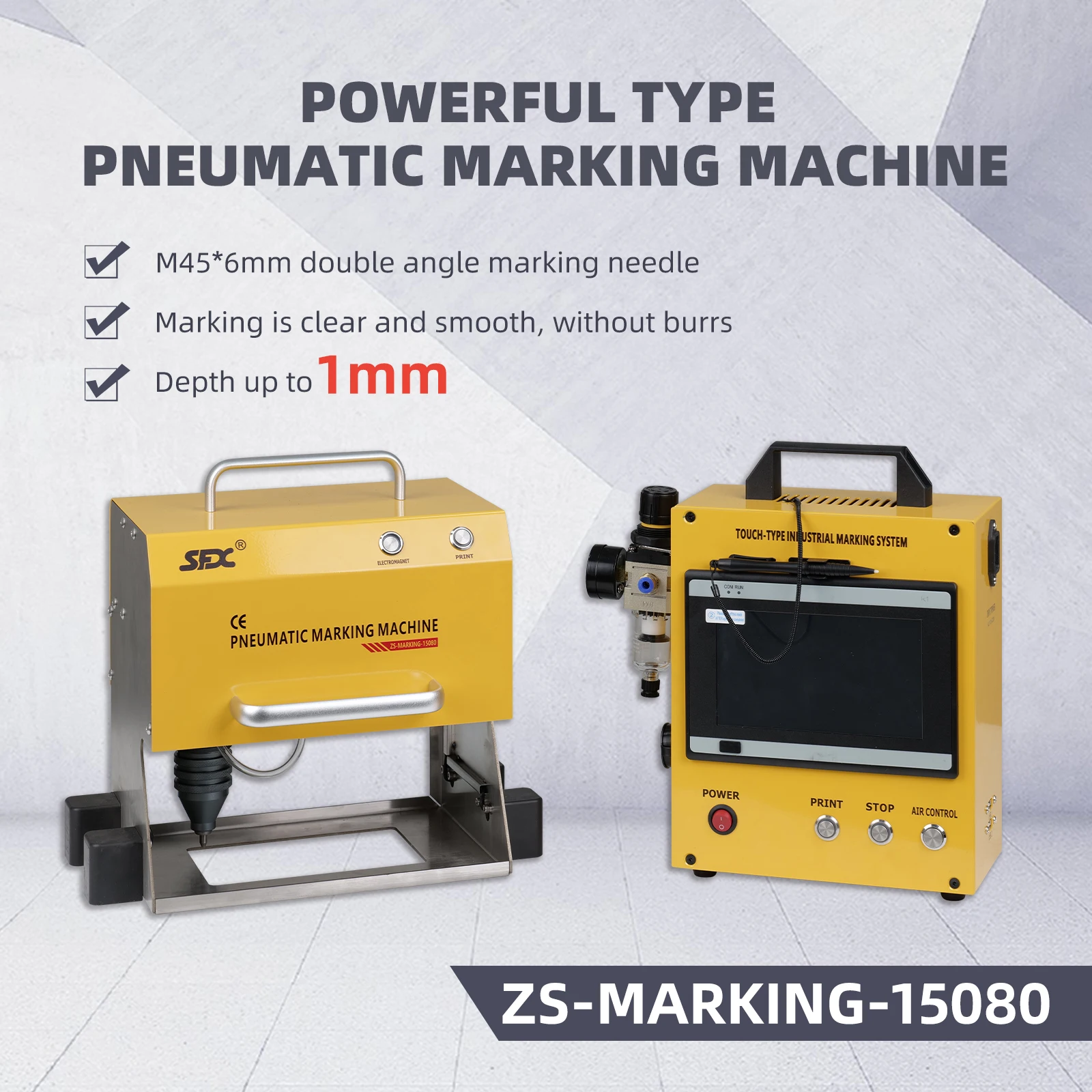 Powerful Portable Pneumatic Engraving Machine Dot Peen Marking Machine Pneumatic Engraver 150X80mm(5.9x3.15 inch) Engraving Area