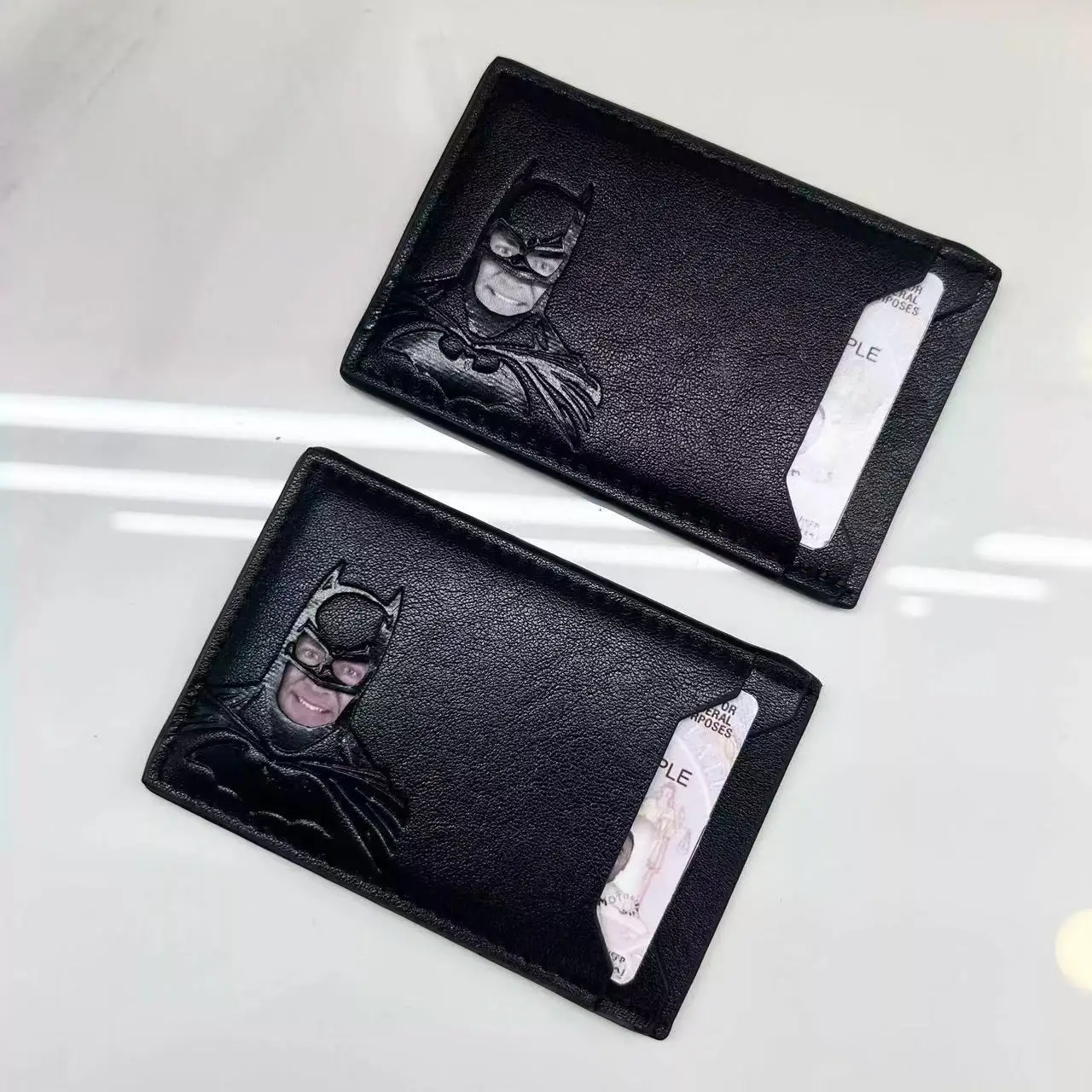 2Pcs Leather Bat Wallet Personalized Superhero Mask Card Holder Bat ID Heroic Wallet Gift