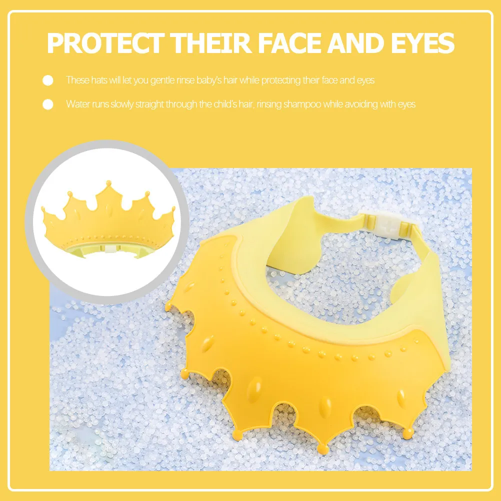 

Waterproof Bath Hat for Kids Crown Design Shampoo Guard for Eyes Ears Mouth Adjustable Fit Comfortable Non Slip Kids Bath