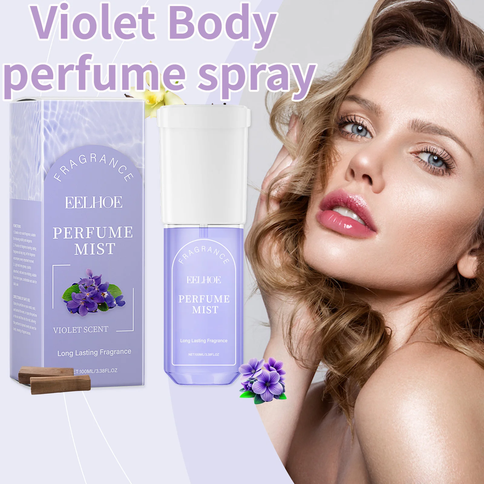 

EELHOE Violet Body Perfume Spray Fresh Pleasant Natural Elegant Gentle And Charming Lady Fragrance Violet Perfume Spray 100ml