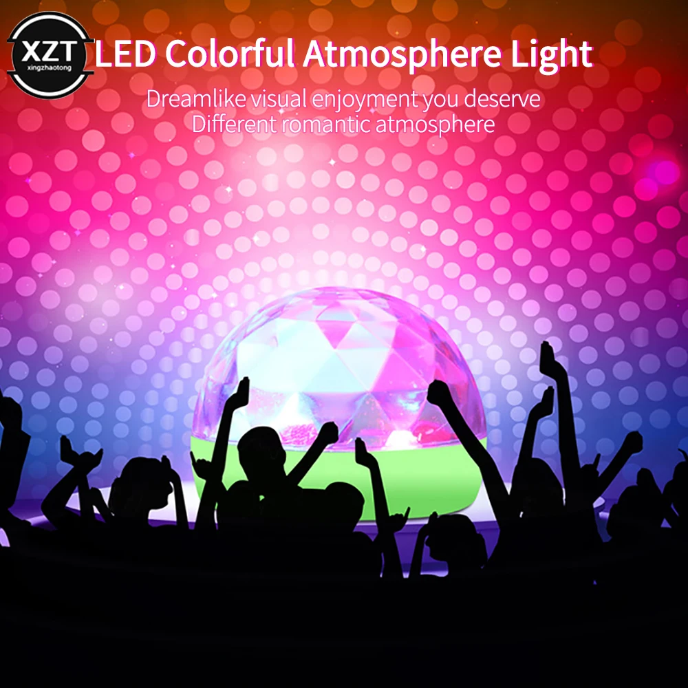 USB Voice Controlled Party Light Car Atmosphere Light Disco Light Hot Field Jump DJ Disco Ball Stage Lamp ForApple Android Phone