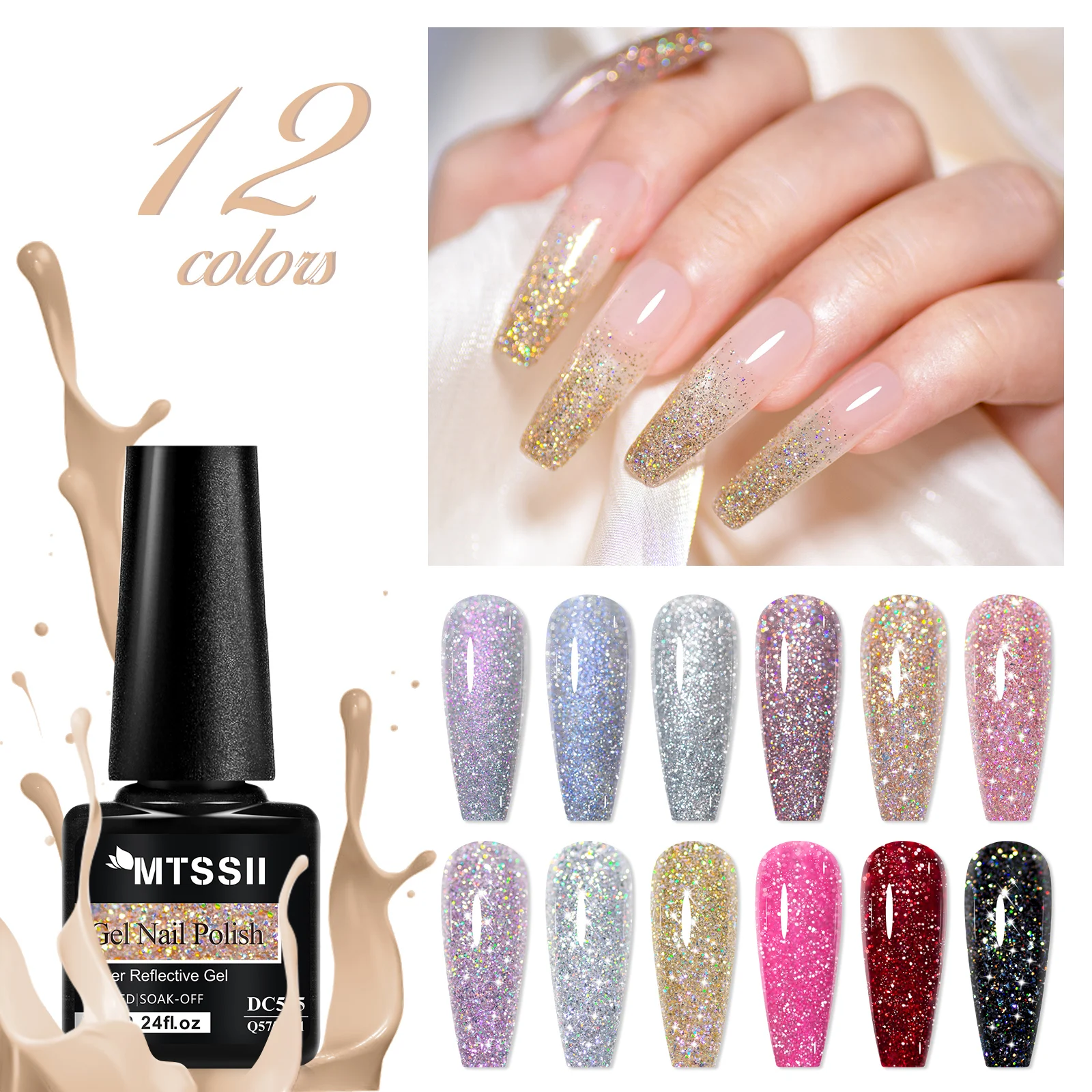 

Набор сверкающих блестящих гель-лаков для ногтей, 12 шт., УФ-светодиод, качество салона, стойкий лак для дизайна ногтей для женщин и девочек, маникюр «сделай сам»