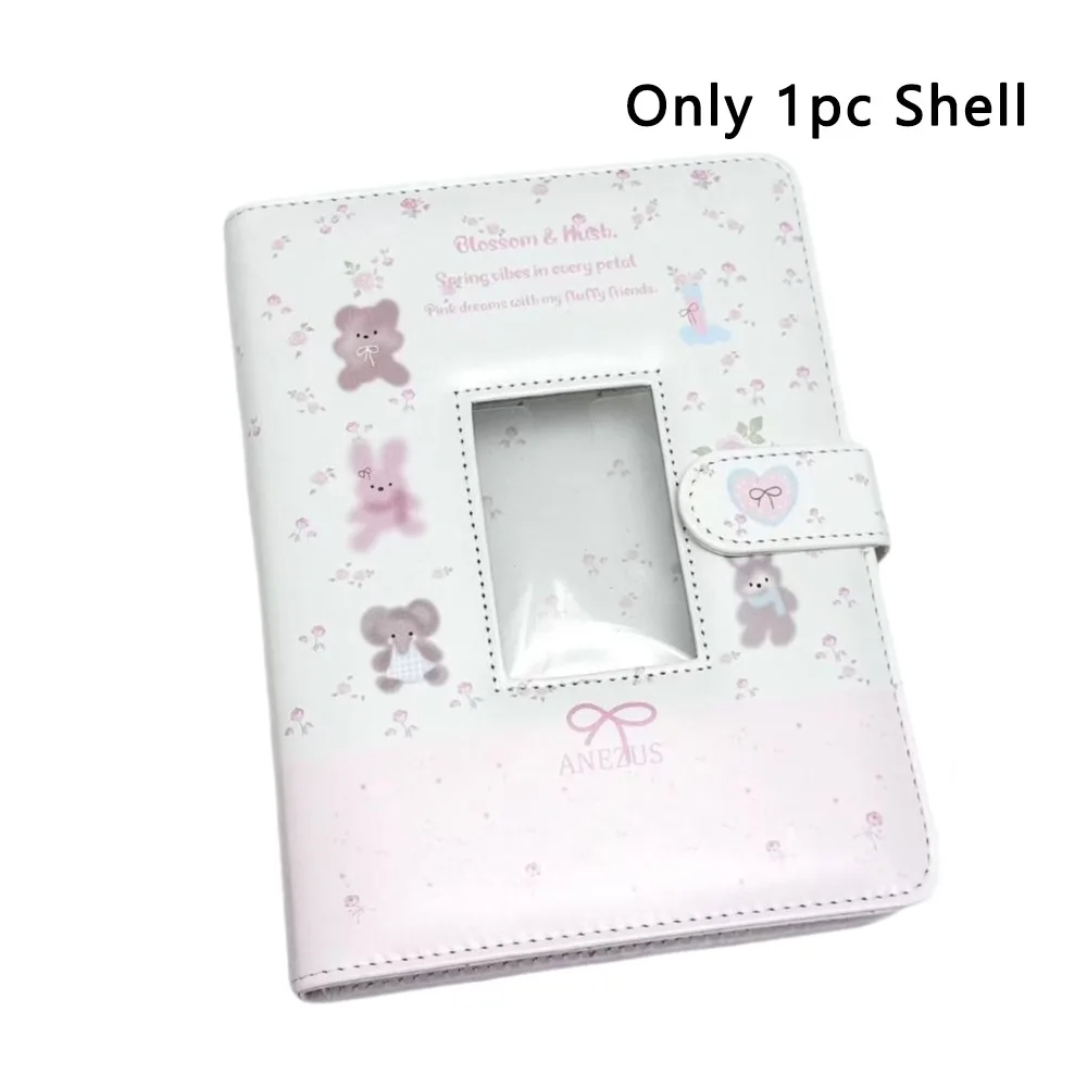 1pc Kawaii PU Photo Card Binder Loose-leaf A5 Photo Album Floral Bear Patterns Storage Booklet Polarized & Idol Cards