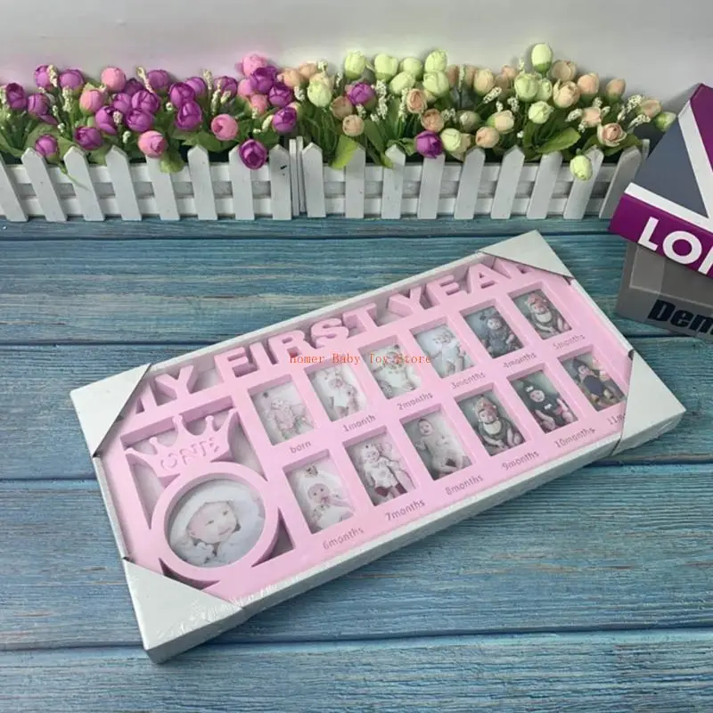 J0PF First Year Growing Pictures Frame Baby Collage 0-12Months Picture Frame