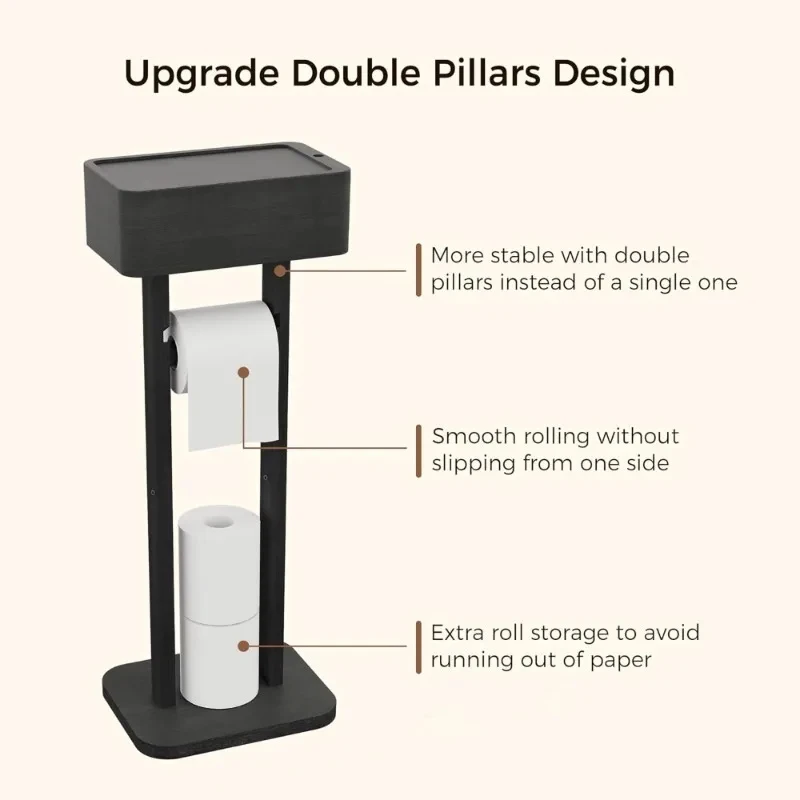 

4-in-1 Freestanding Tissue Holder – with Storage Shelf, Rotating, Desk, Bathroom, Kitchen Organization