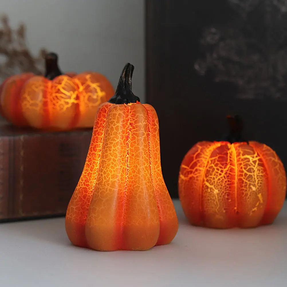 

Pumpkin Lantern Ornament Halloween LED Light Flameless Electronic Pumpkin Lamp for Party Home Celebration Bedside Table