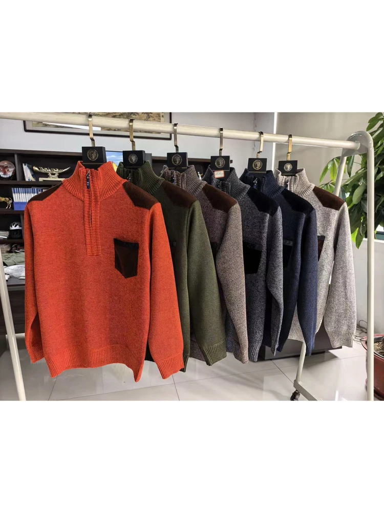 

Мужской вязаный свитер на молнии с подкладкой Fce, повседневный длинный свек, теплый свитер, прямой крой, модное китайское производство