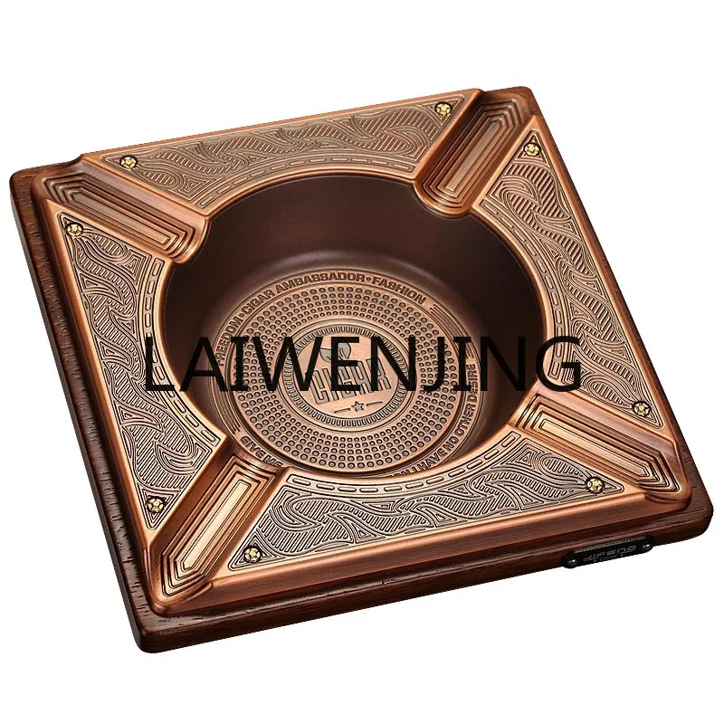 

RWJ High-End Pineapple Plaid Solid Wood Ashtray Retro Creative