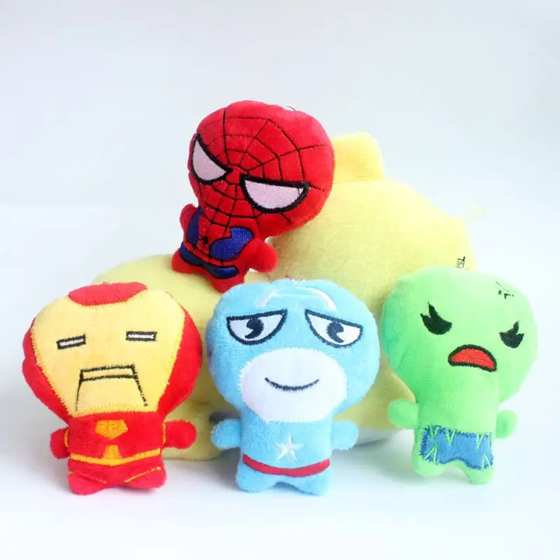 10 cm Marvel Spiderman Hulk Iron Man Thor Plüsch-schlüsselanhänger Niedliche Cartoon Gefüllte Puppe Auto Schlüsselanhänger Kawaii Rucksack Anhänger Dekor Geschenk