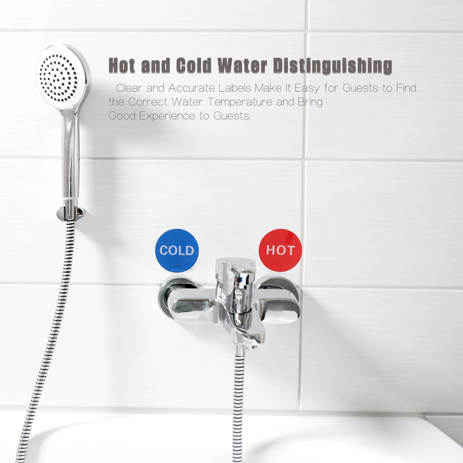 

4 Pairs Self Adhesive Bathroom Signage Acrylic Water Labels Sink Faucet Hot Cold Indicator Stickers Waterproof Restroom Signs