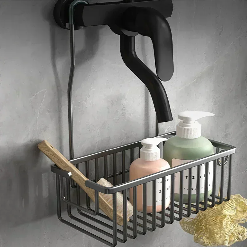 Handige douche-rek met boorloze installatie, badkamer opbergmand voor douche- en badproducten